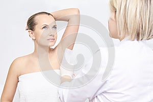 Unwanted hair wax epilation. Young Woman. cosmetology salon treatment procedure. Home waxing