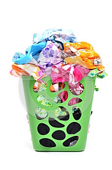 Unwashed cloth in basket