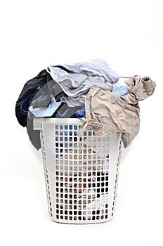 Unwashed cloth in basket photo