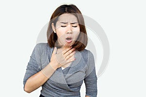 Unwell Asian woman vomiting ,morning sickness
