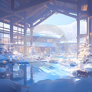 Unwind at a Snowy Spa Oasis