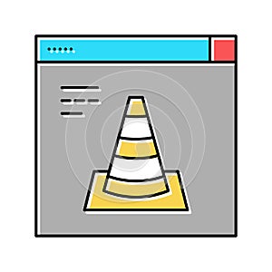 unworked online video color icon vector illustration