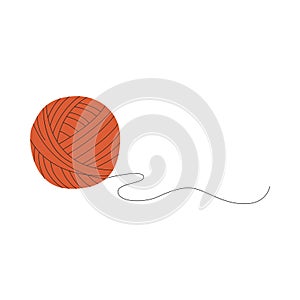 An unwound ball of knitting thread. Simple flat vector illustration isolated on a white background