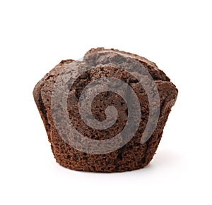 Unwrapped chocolate muffin photo
