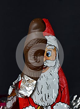 unwrapped chocolate santa claus