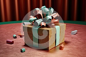 unwrapped gift box with a festive bow on top