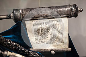 Unwrapped Torah scroll silver