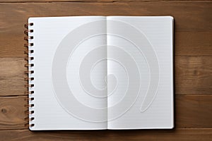 Unwritten Open notebook blank pen closeup. Generate Ai photo