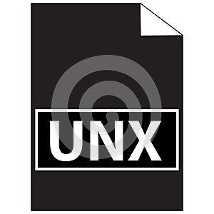 UNX text file extension icon on white background. unx document data file format symbol. flat style