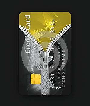 Unzipped credit card