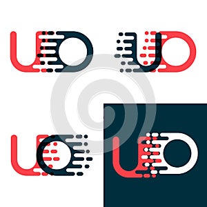 UO letters logo with accent speed dark red and dark blue