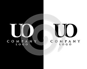 UO, OU letter logo design with black and white color that can be used for creative business and company