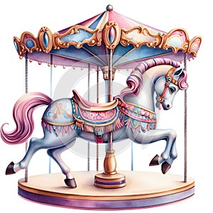 Carousel horse isolated on white background.