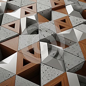 Up of an abstract geometric pattern featuring interlocking triangular