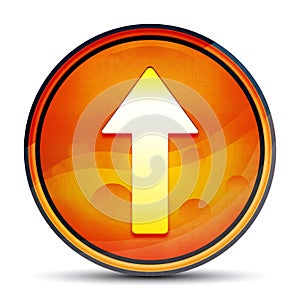 Up arrow icon shiny bright orange round button illustration