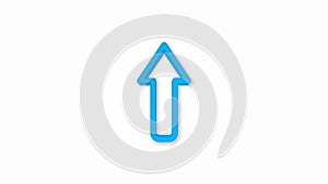 up arrow realistic icon. 3d line vector illustration. Top view