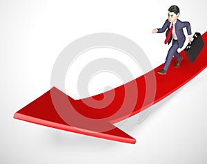 Up arrow shows business success towards leadership goals - 3d illustration