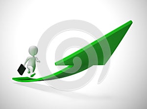 Up arrow shows business success towards leadership goals - 3d illustration