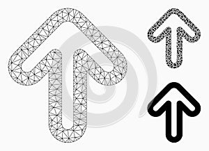 Up Arrow Vector Mesh Carcass Model and Triangle Mosaic Icon