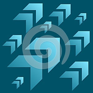 Up arrows abstract pattern, blue color, minimal style, simple and flat design.