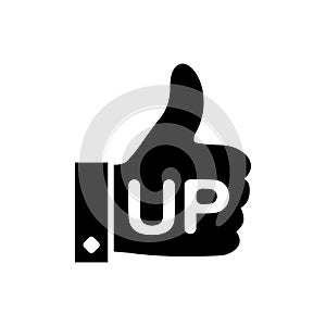 Up black icon isolated