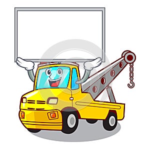 Up board Cartoon tow truck isolated on rope