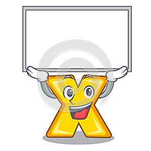 Up board character cartoon multiply sign for logo