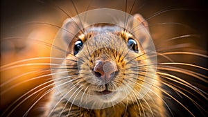 Up Close with a Curious Brown Rodent A Warm HighAngle View of a Twitching Nose and Face photo