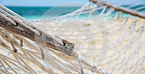 Up close hammock on a tropical beach