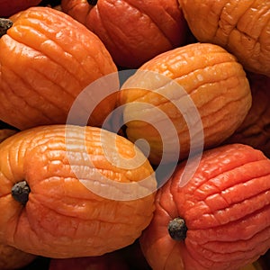 An up-close look at a group of ripe vivid Papaw with intricate, textured details. photo