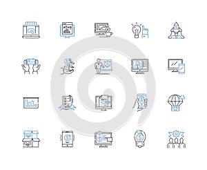 Up-and-coming business line icons collection. Innovation, Ambition, Creativity, Determination, Tenacity, Progress