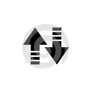 Up-Down Arrow Icon In Flat Style Vector For Apps, UI, Websites. Black Icon Vector Illustration