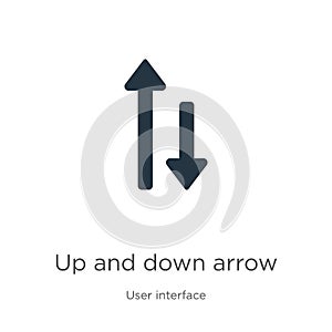 Up and down arrow icon vector. Trendy flat up and down arrow icon from user interface collection isolated on white background.