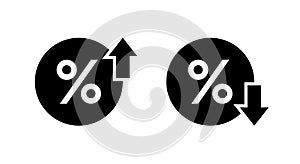 Up and down percent icon. Increase and decrease percentage arrow sign symbol