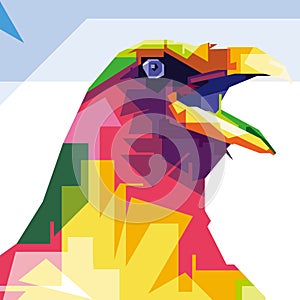 wpap popart the crow screamed artwork illustration with cool color