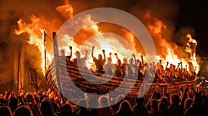 Up Helly Aa (Shetland, Scotland) - A fire festival featuring torchlight processions and burning a Viking longship