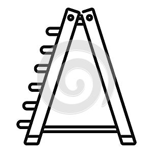 Up ladder icon outline vector. Step construction