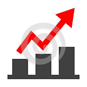 Up red graph icon - vector