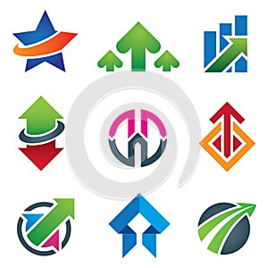 Up star arrow business marketing and finance economy icon set