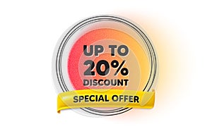 Up to 20 percent discount. Sale offer price sign. Hand drawn round frame gradient banner. Vector