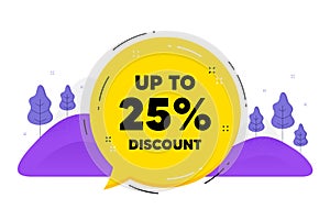 Up to 25 percent Discount. Sale offer price sign. Vector