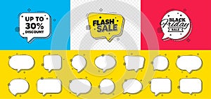 Up to 30 percent discount. Sale offer price sign. Flash sale chat speech bubble. Vector