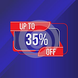 Up To 35% Blue Discount Sale Vector Design