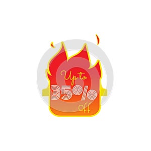 Up To 35% Fire Discount Sale Vector Design