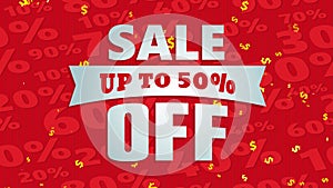 up to 50 percent off discount sale announcement