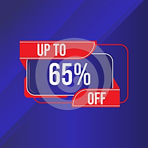 Up To 65% Blue Discount Sale Vector Design
