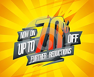 Up to 70% off, further reductions sale banner