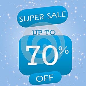 Up To 70% Off Super Sale Offer Banner Design On Blue Winter Theme Background