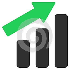 Up Trend Bar Chart Flat Icon Image