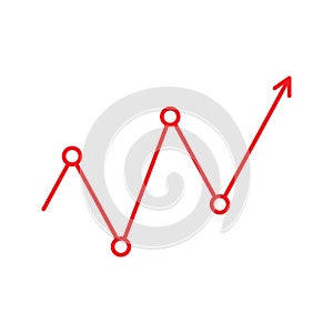 Up trend symbol. Chart going upward sign. Stock icon on white background.